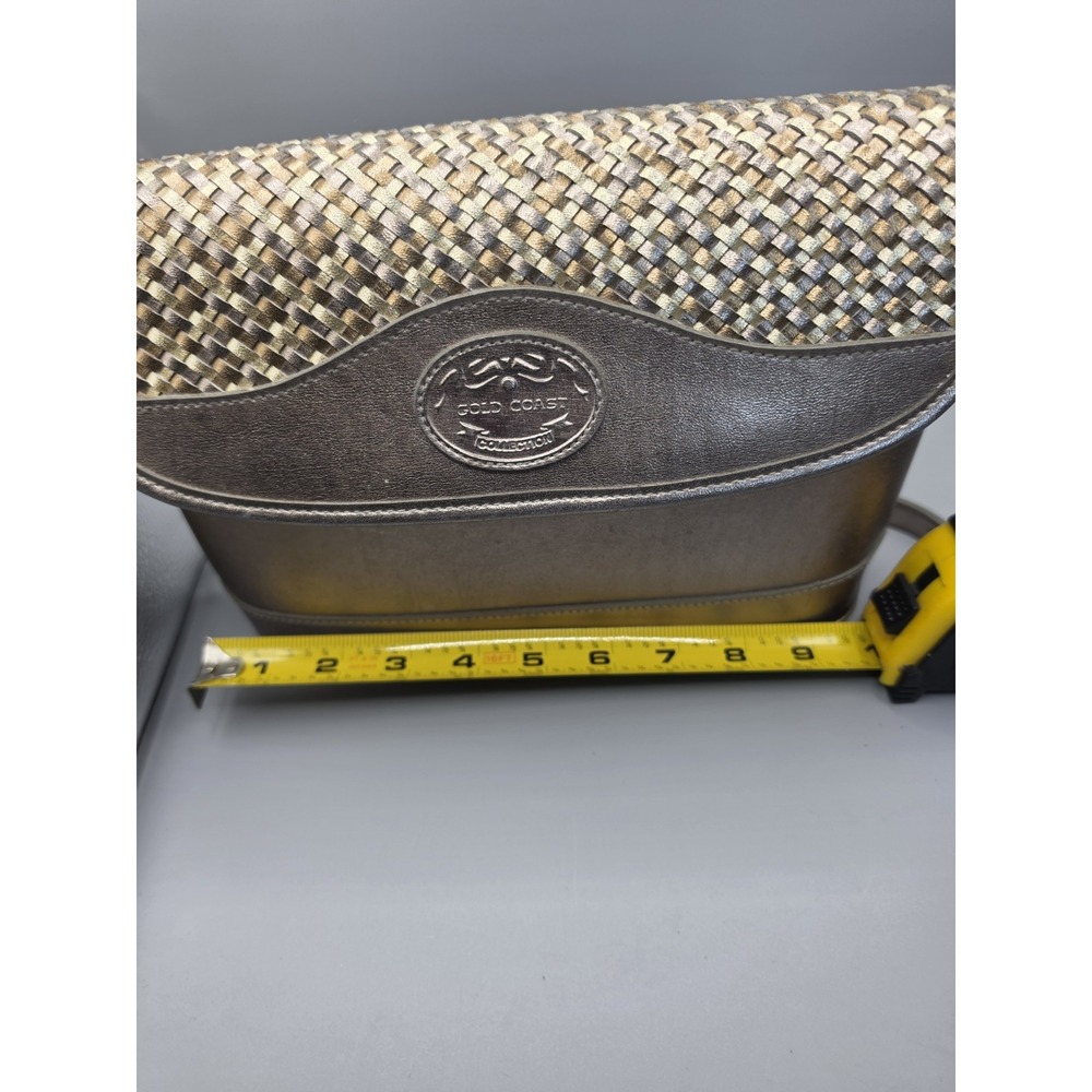 Vintage Gold Coast Collection Metallic Woven Crossbody Shoulder Bag Bronze - Picture 12 of 13